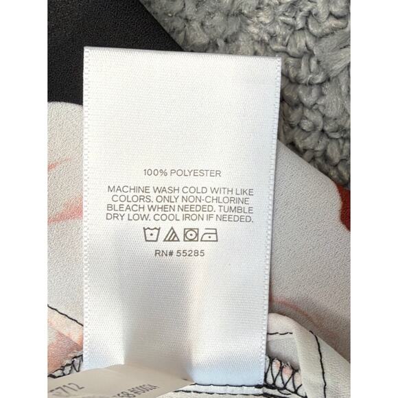 Express blouse top womens S Tie Waist Faux Wrap balloon sleeve brown floral - Picture 7 of 7